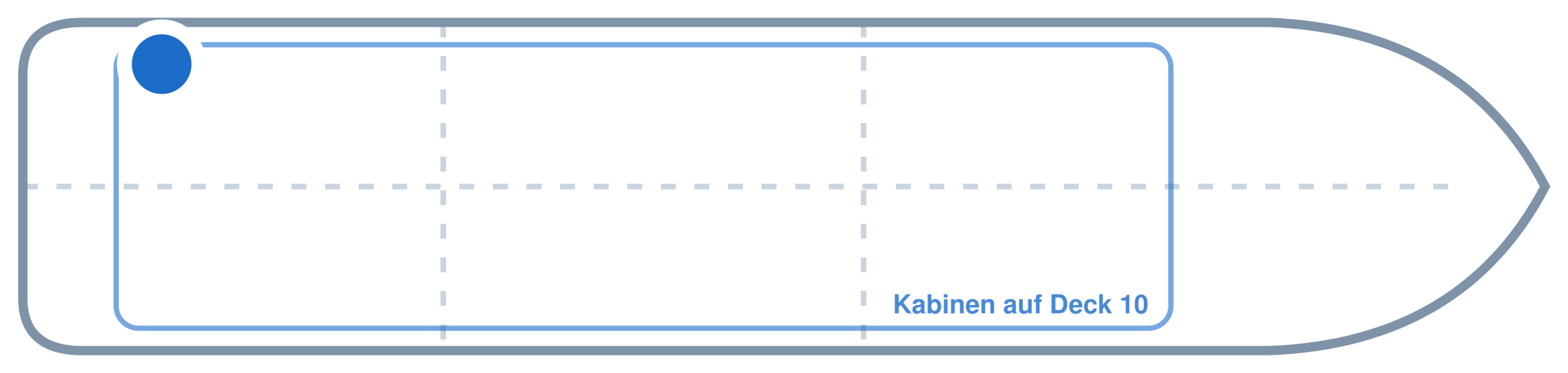 Lage der Kabine an Bord der Mein Schiff 6: Hinten, Backbord