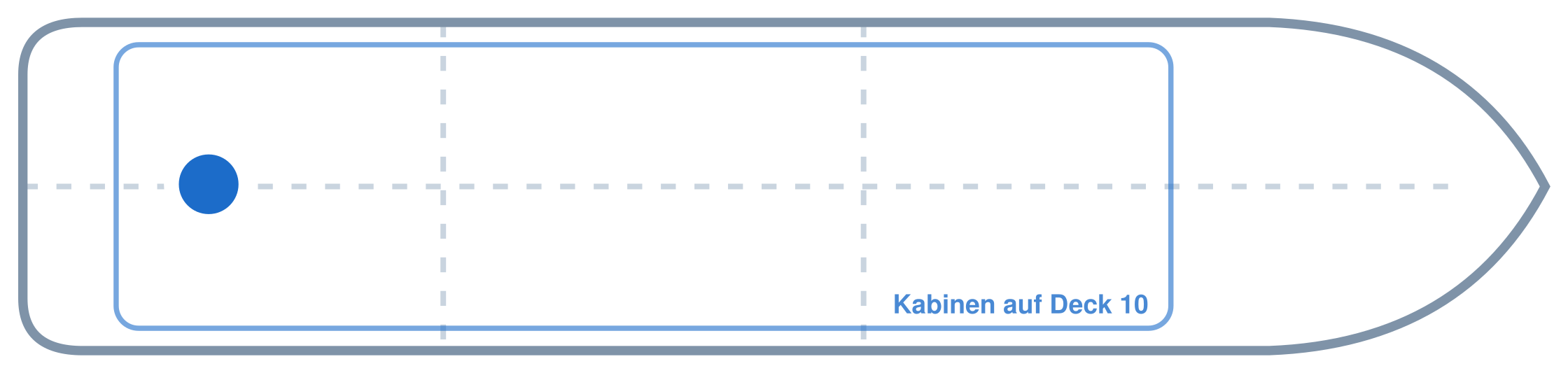 Lage der Kabine an Bord der Mein Schiff 6: Hinten, Mitte