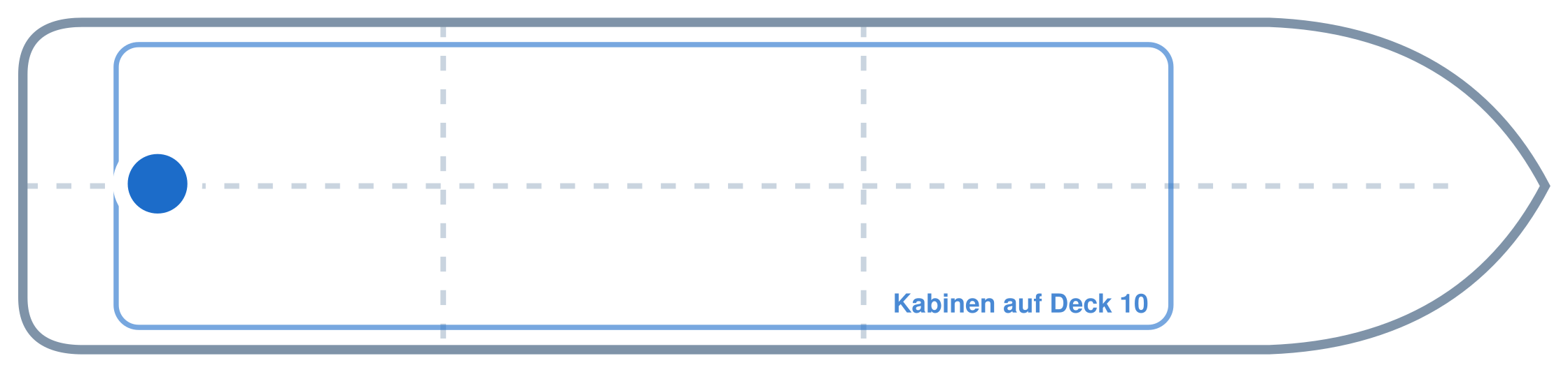 Lage der Kabine an Bord der Mein Schiff 6: Hinten, Mitte