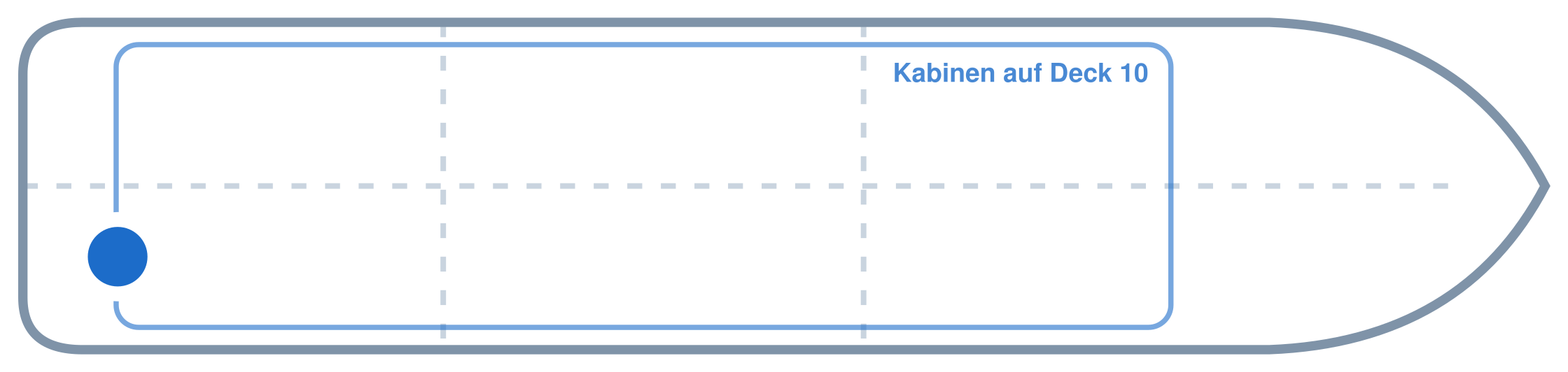 Lage der Kabine an Bord der Mein Schiff 6: Hinten, Steuerbord