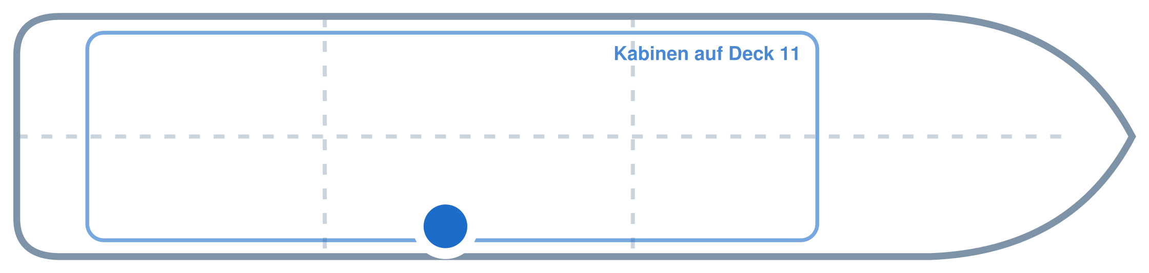 Lage der Kabine an Bord der Mein Schiff 6: Mittschiffs, Steuerbord