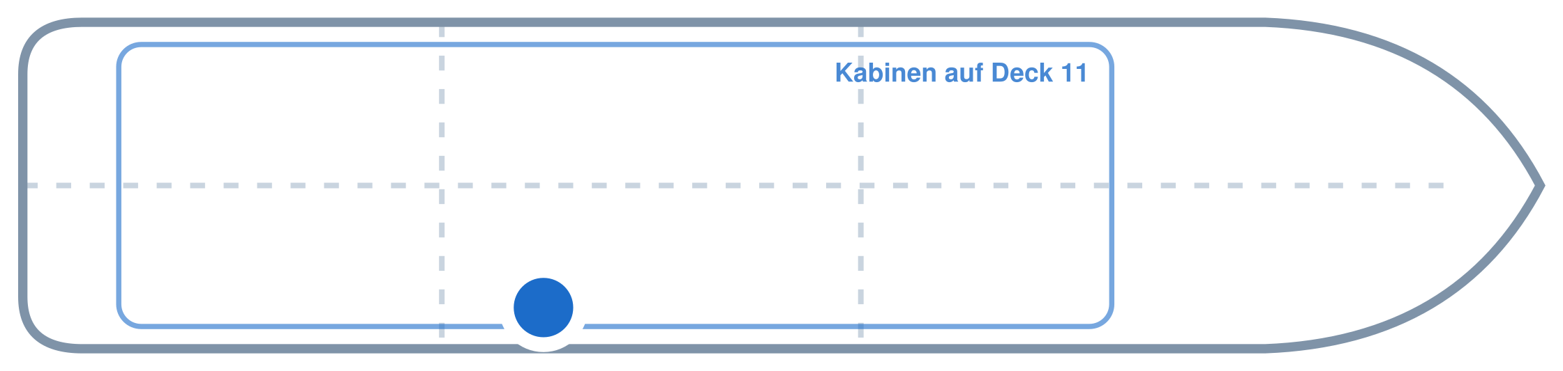 Lage der Kabine an Bord der Mein Schiff 6: Mittschiffs, Steuerbord