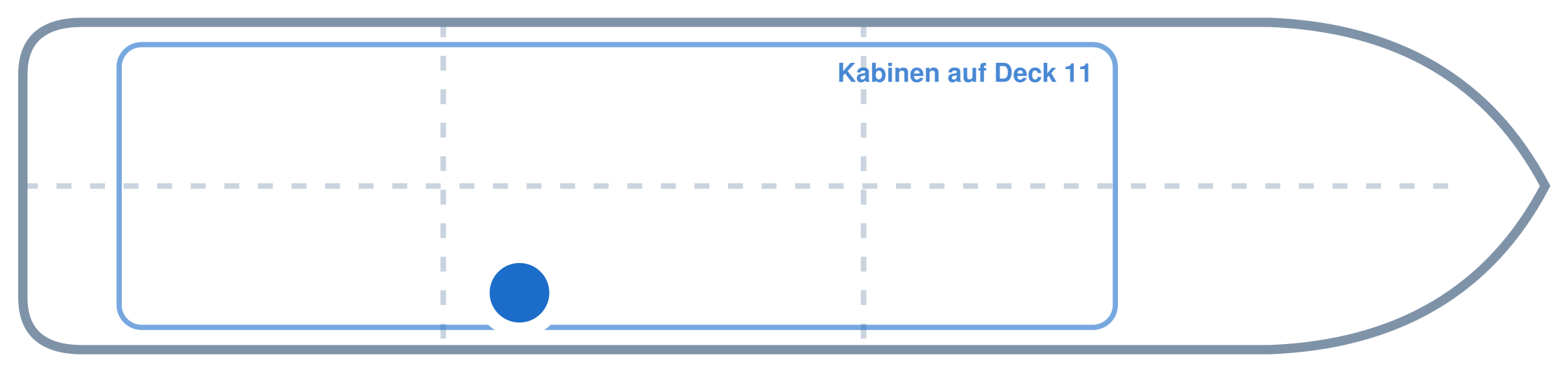 Lage der Kabine an Bord der Mein Schiff 6: Hinten, Steuerbord