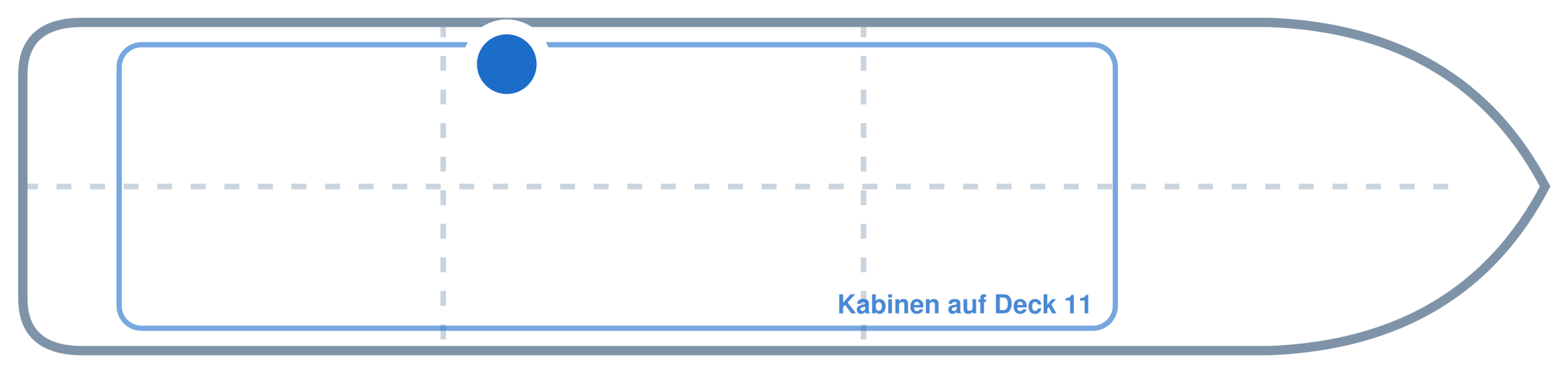 Lage der Kabine an Bord der Mein Schiff 6: Hinten, Backbord
