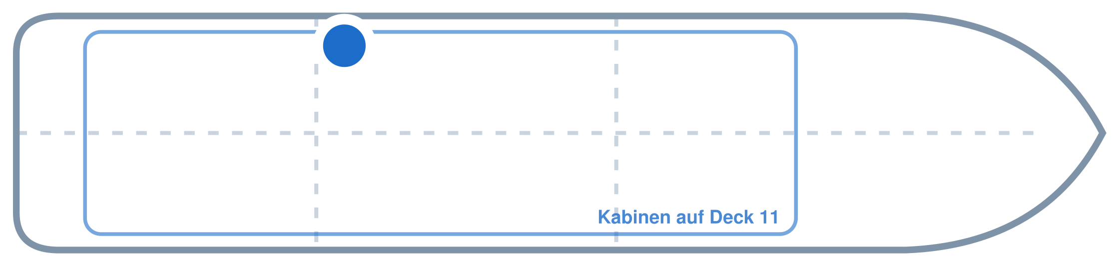 Lage der Kabine an Bord der Mein Schiff 6: Hinten, Backbord