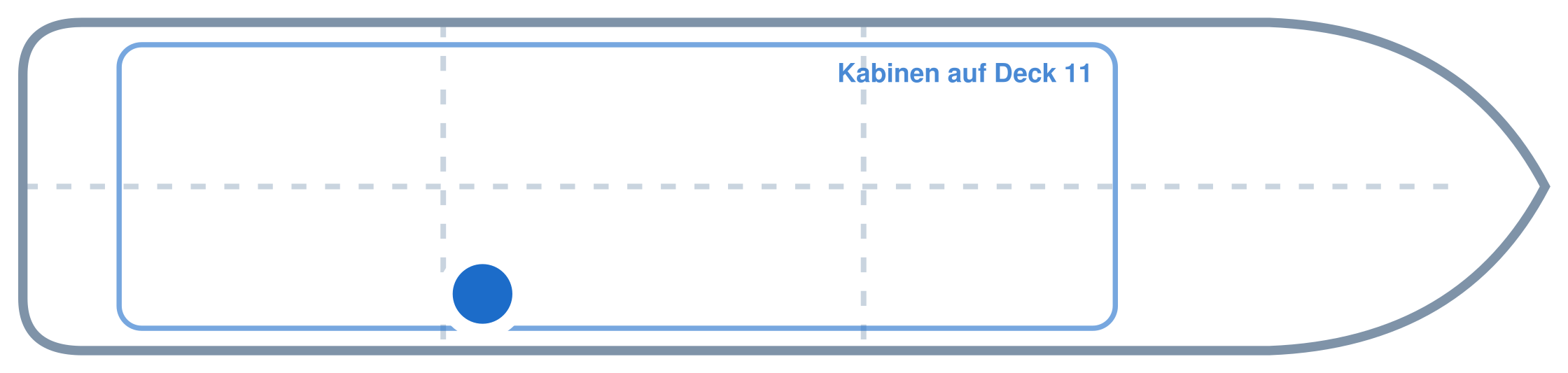 Lage der Kabine an Bord der Mein Schiff 6: Hinten, Steuerbord