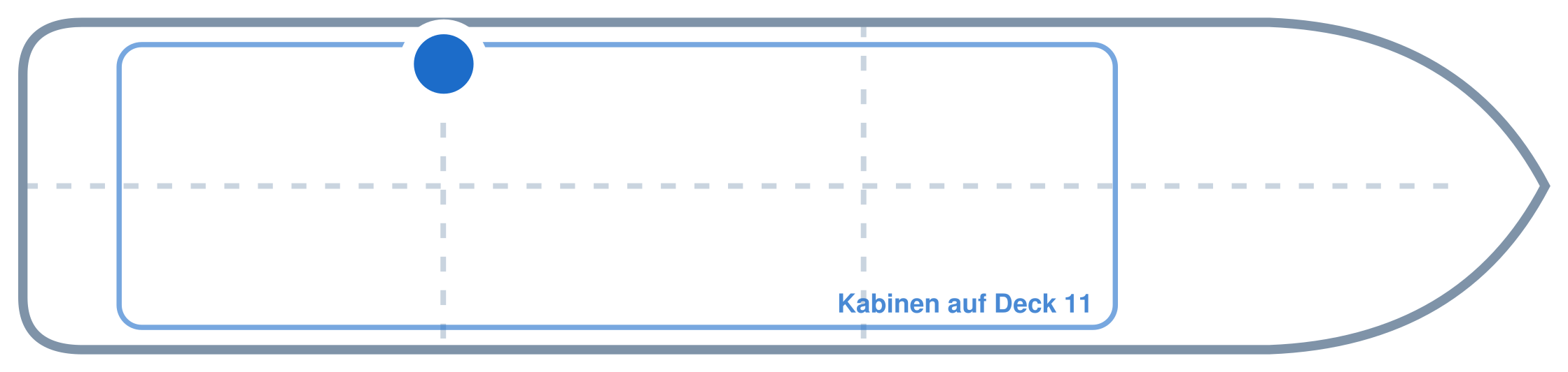 Lage der Kabine an Bord der Mein Schiff 6: Hinten, Backbord