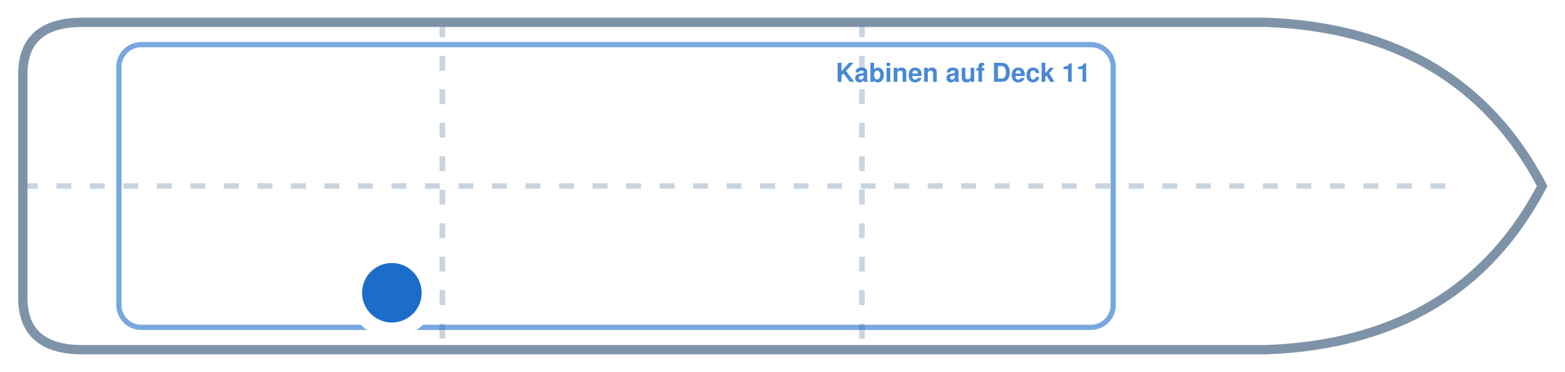 Lage der Kabine an Bord der Mein Schiff 6: Hinten, Steuerbord