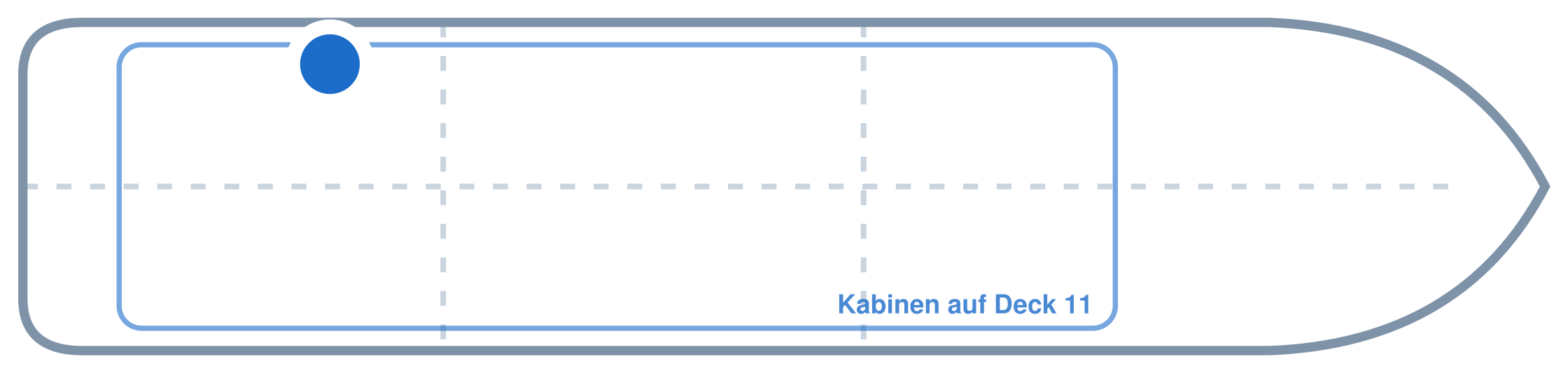 Lage der Kabine an Bord der Mein Schiff 6: Hinten, Backbord