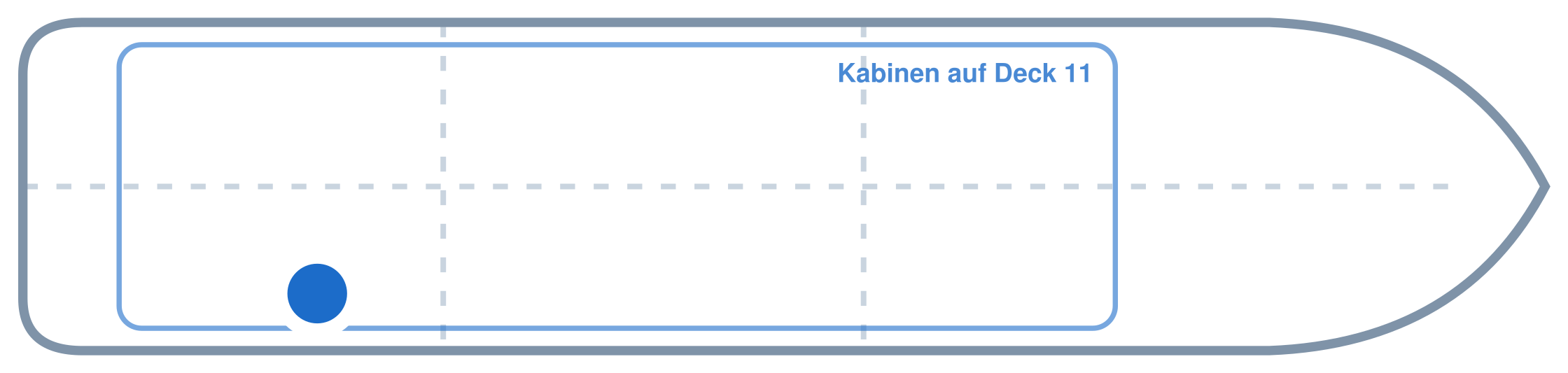 Lage der Kabine an Bord der Mein Schiff 6: Hinten, Steuerbord