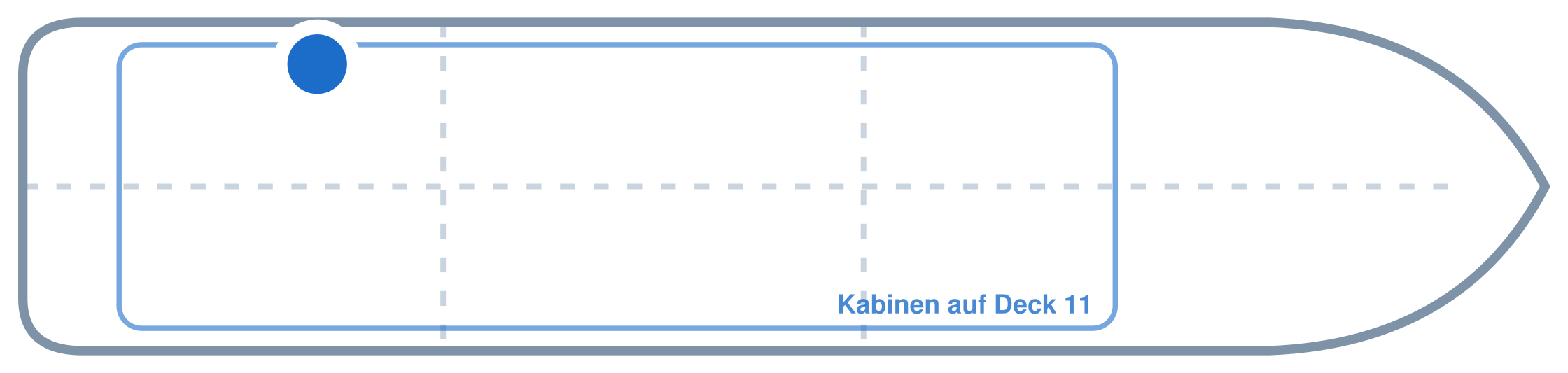 Lage der Kabine an Bord der Mein Schiff 6: Hinten, Backbord