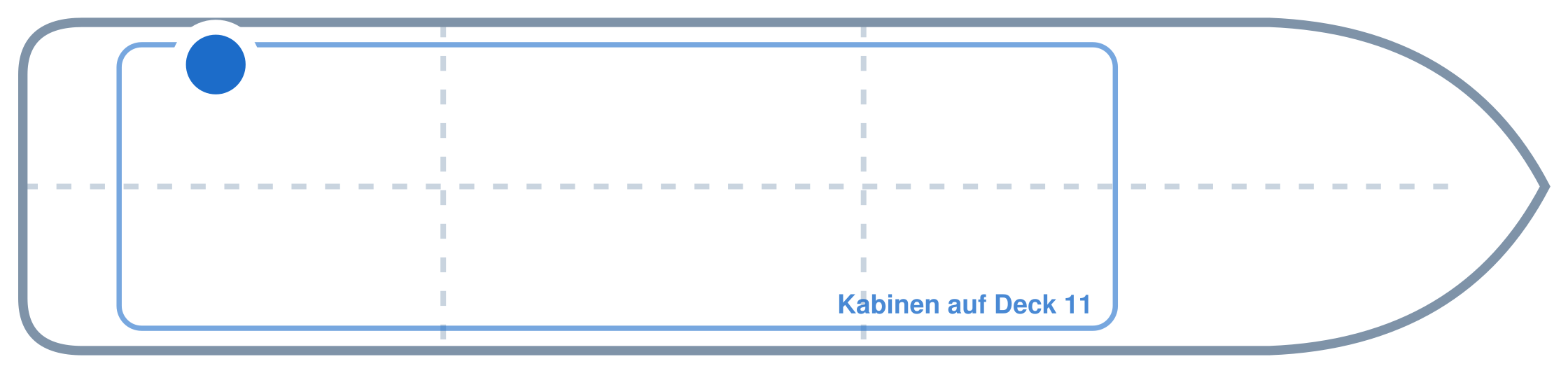 Lage der Kabine an Bord der Mein Schiff 6: Hinten, Backbord
