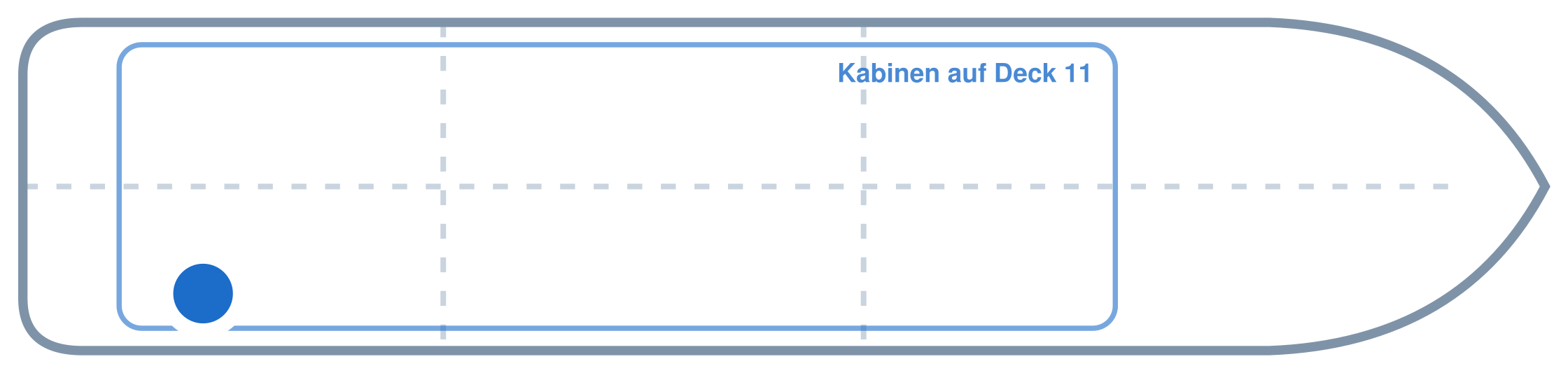 Lage der Kabine an Bord der Mein Schiff 6: Hinten, Steuerbord