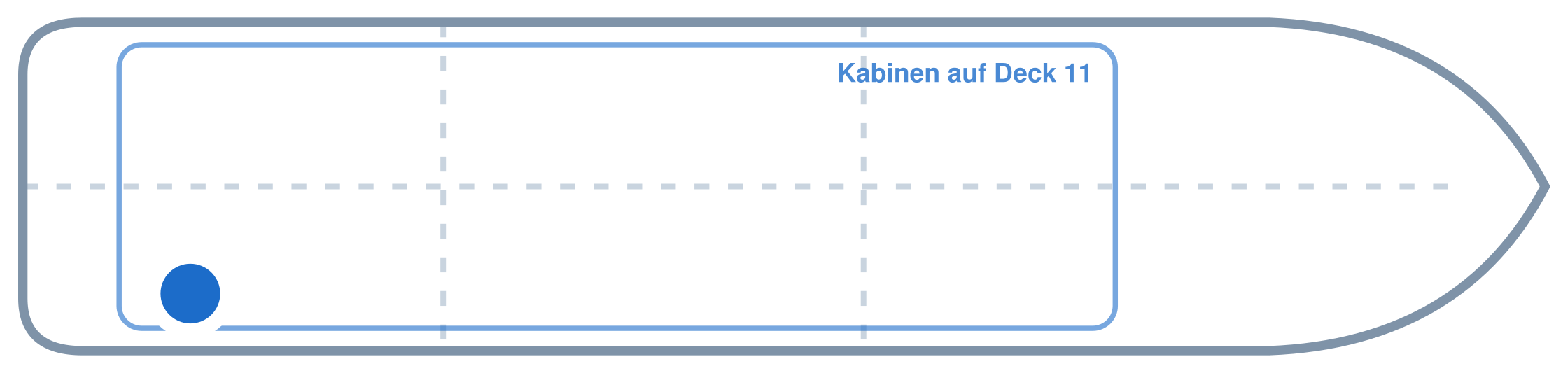 Lage der Kabine an Bord der Mein Schiff 6: Hinten, Steuerbord