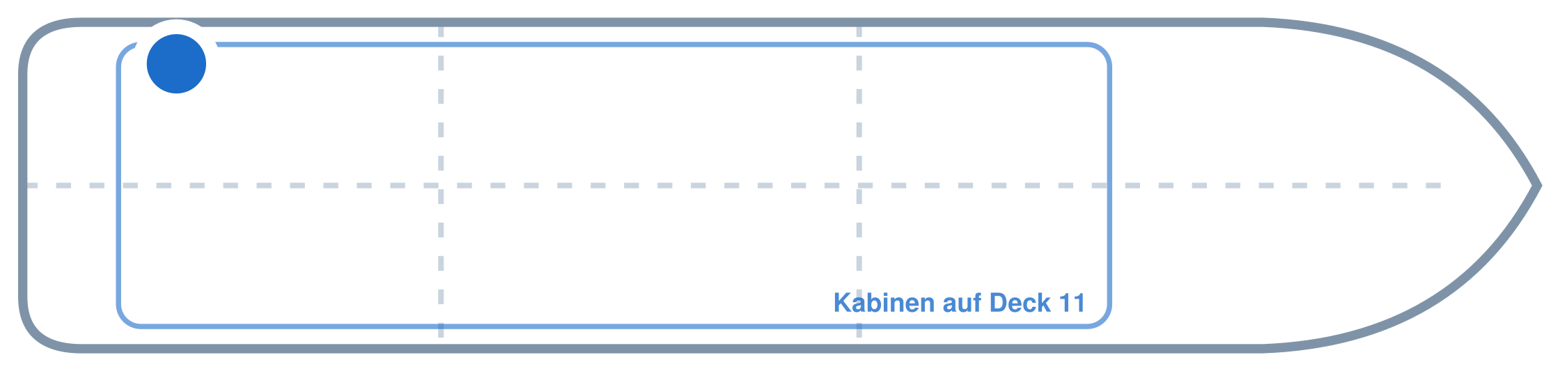 Lage der Kabine an Bord der Mein Schiff 6: Hinten, Backbord