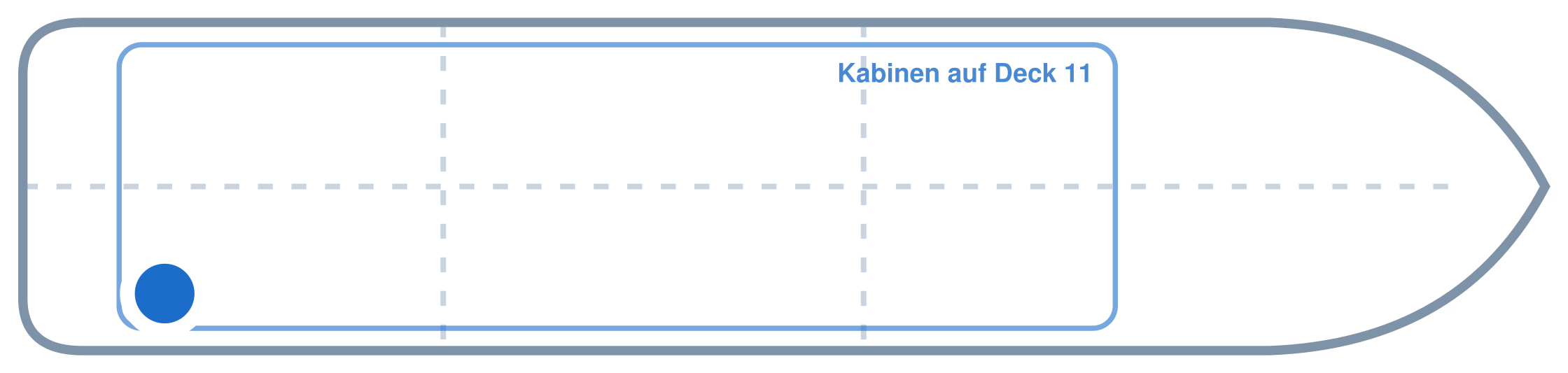 Lage der Kabine an Bord der Mein Schiff 6: Hinten, Steuerbord