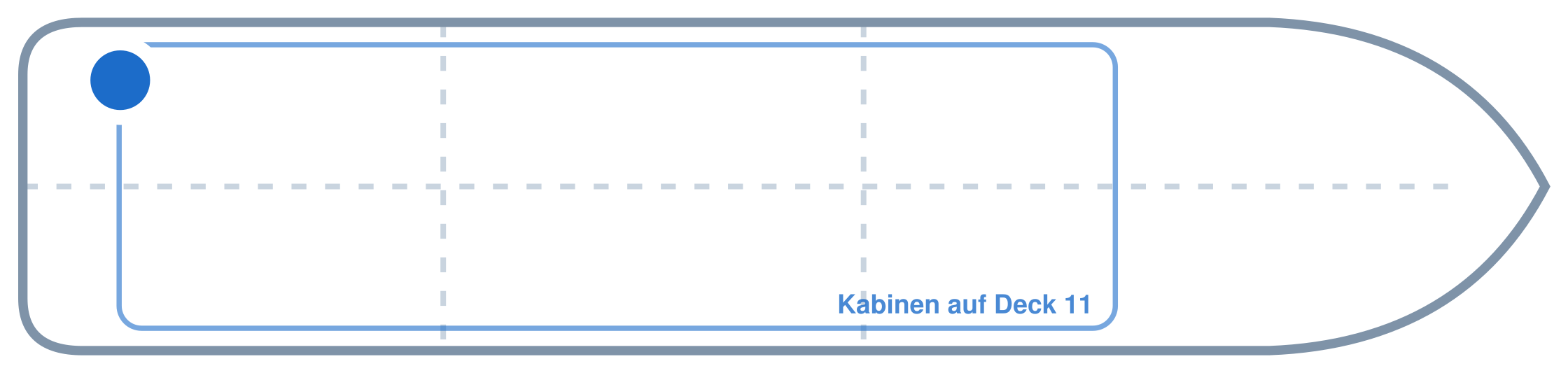 Lage der Kabine an Bord der Mein Schiff 6: Hinten, Backbord