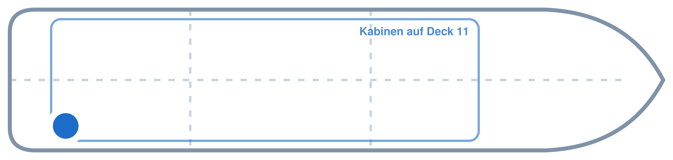 Lage der Kabine an Bord der Mein Schiff 6: Hinten, Steuerbord