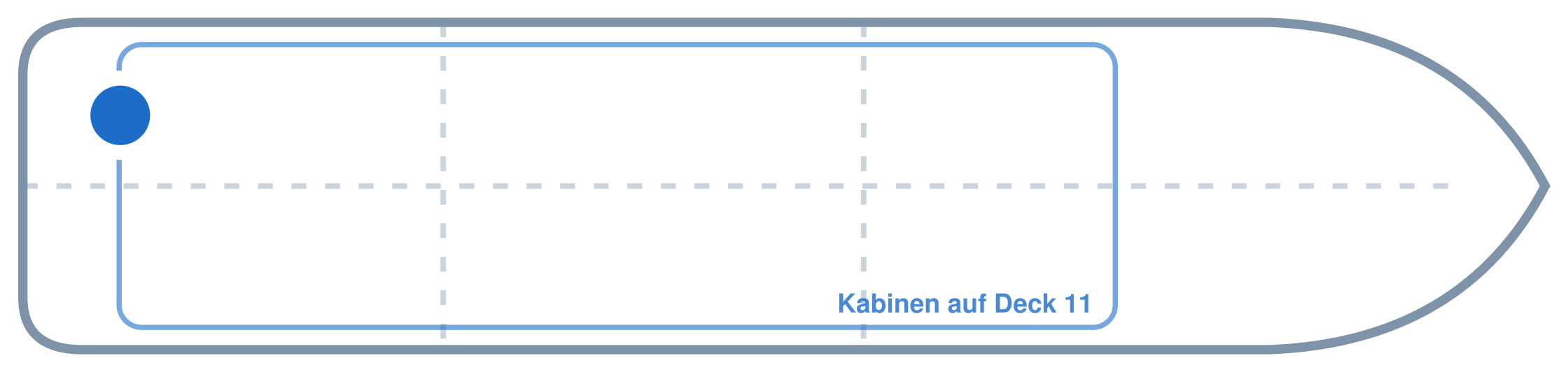 Lage der Kabine an Bord der Mein Schiff 6: Hinten, Backbord