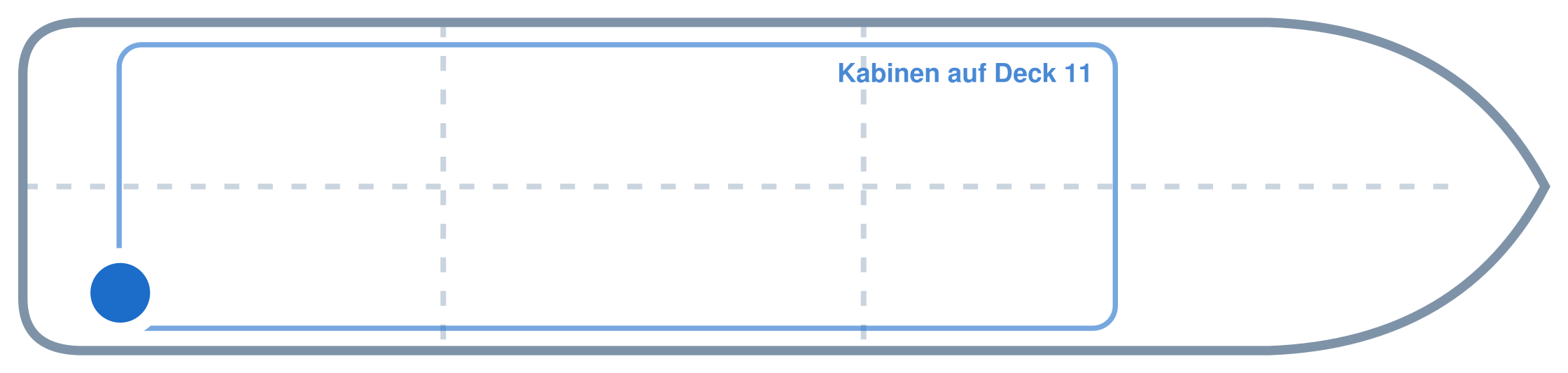 Lage der Kabine an Bord der Mein Schiff 6: Hinten, Steuerbord