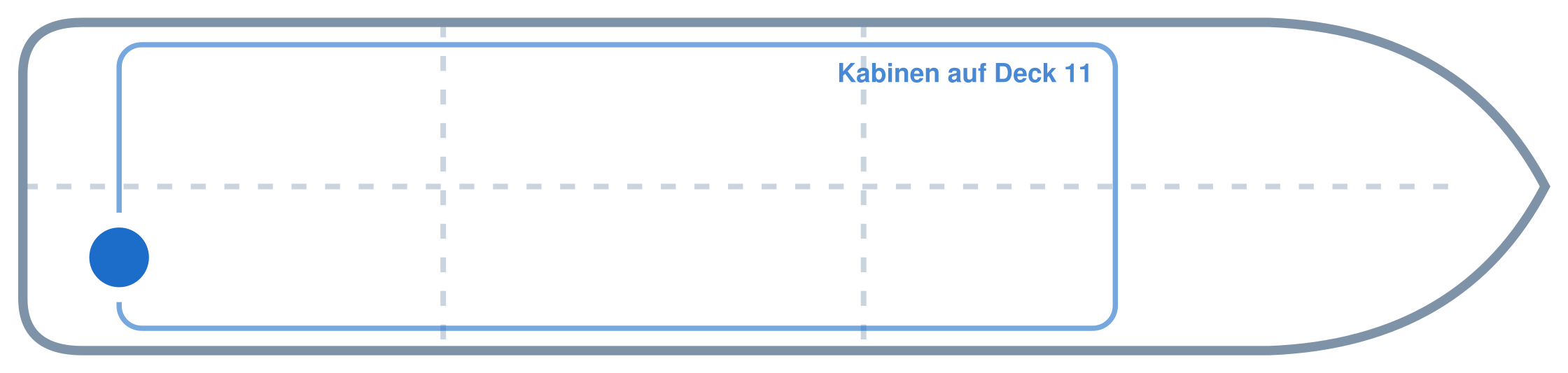 Lage der Kabine an Bord der Mein Schiff 6: Hinten, Steuerbord