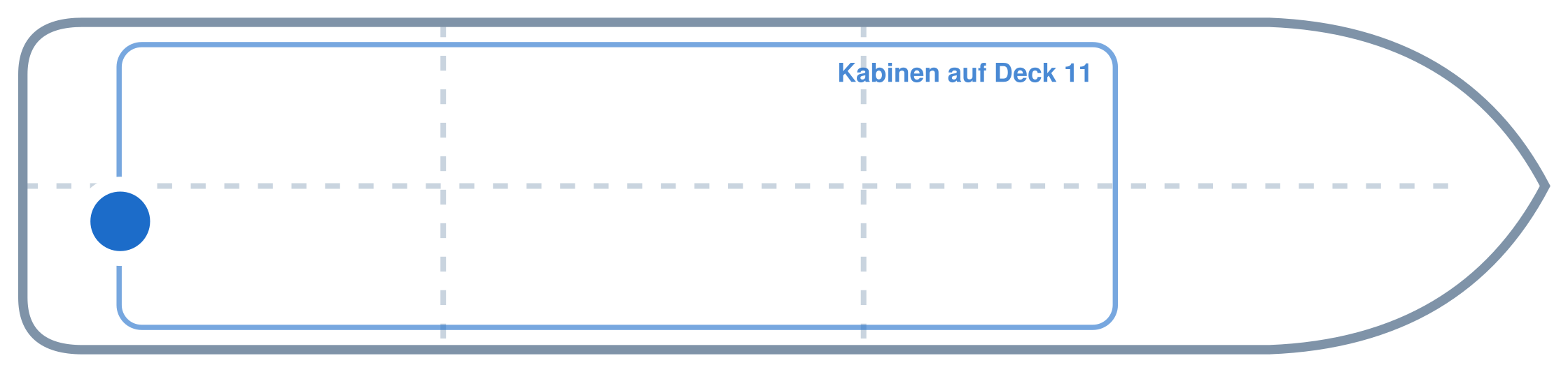 Lage der Kabine an Bord der Mein Schiff 6: Hinten, Steuerbord