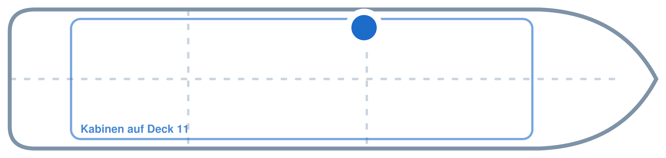 Lage der Kabine an Bord der Mein Schiff 7: Mittschiffs, Backbord