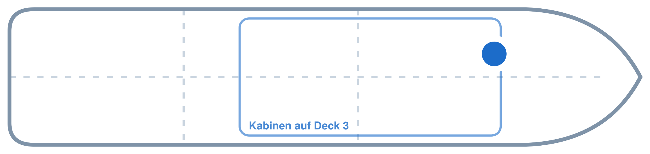 Lage der Kabine an Bord der Mein Schiff 7: Vorne, Backbord