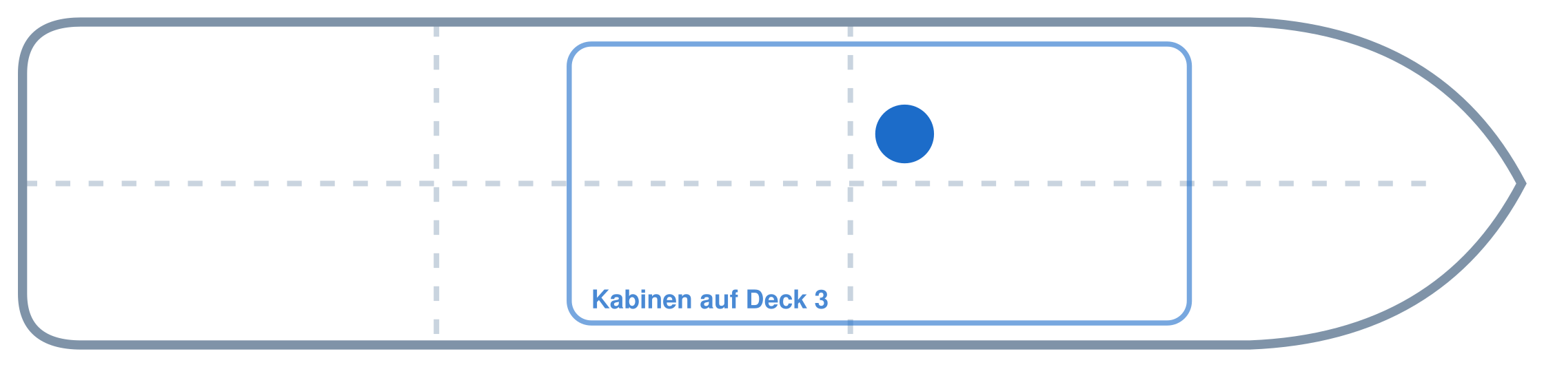 Lage der Kabine an Bord der Mein Schiff 7: Mittschiffs, Backbord