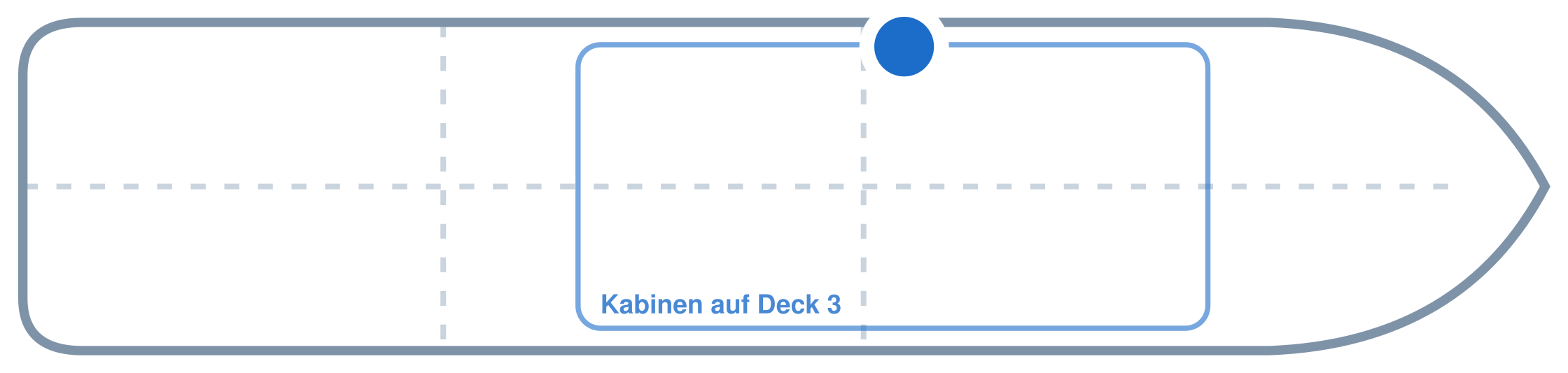 Lage der Kabine an Bord der Mein Schiff 7: Mittschiffs, Backbord