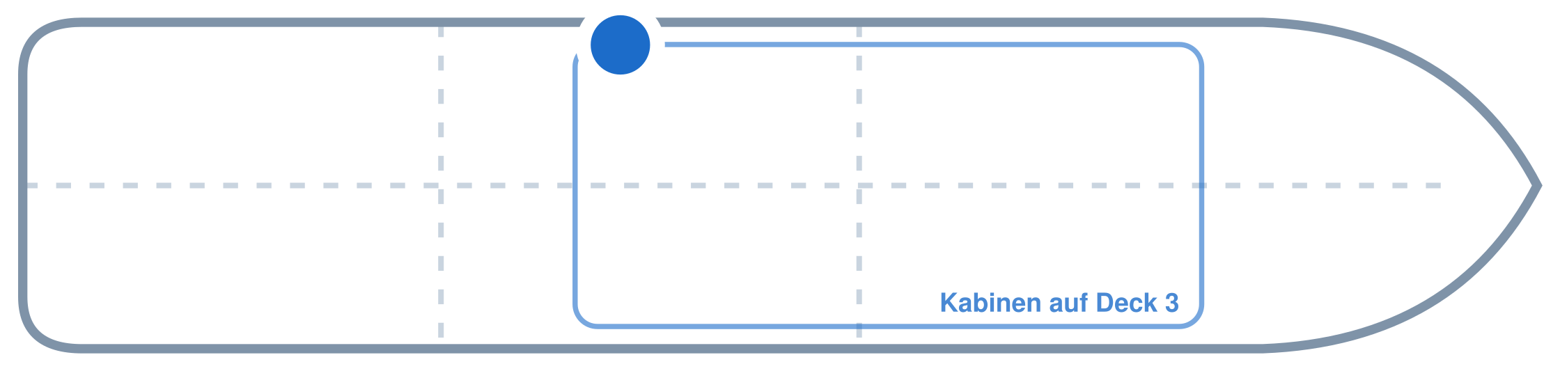 Lage der Kabine an Bord der Mein Schiff 7: Mittschiffs, Backbord