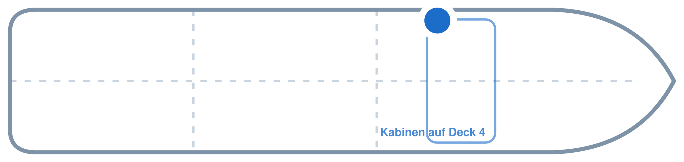 Lage der Kabine an Bord der Mein Schiff 7: Mittschiffs, Backbord