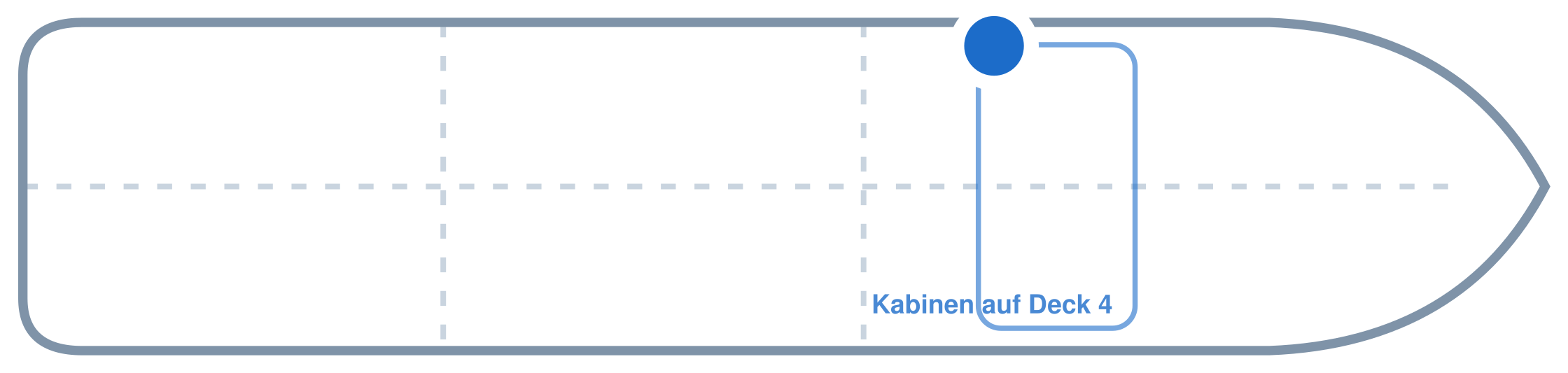 Lage der Kabine an Bord der Mein Schiff 7: Mittschiffs, Backbord