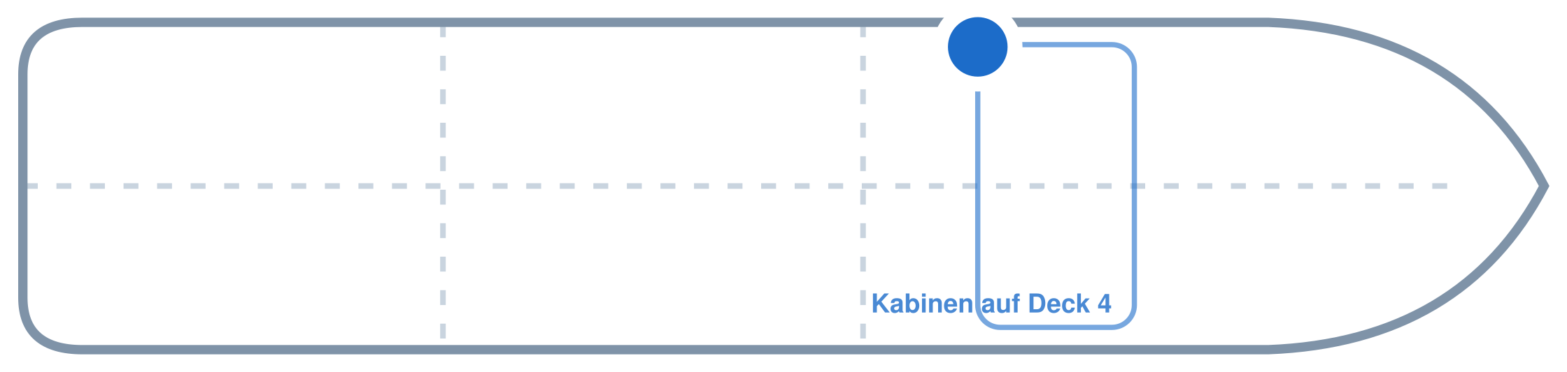 Lage der Kabine an Bord der Mein Schiff 7: Mittschiffs, Backbord