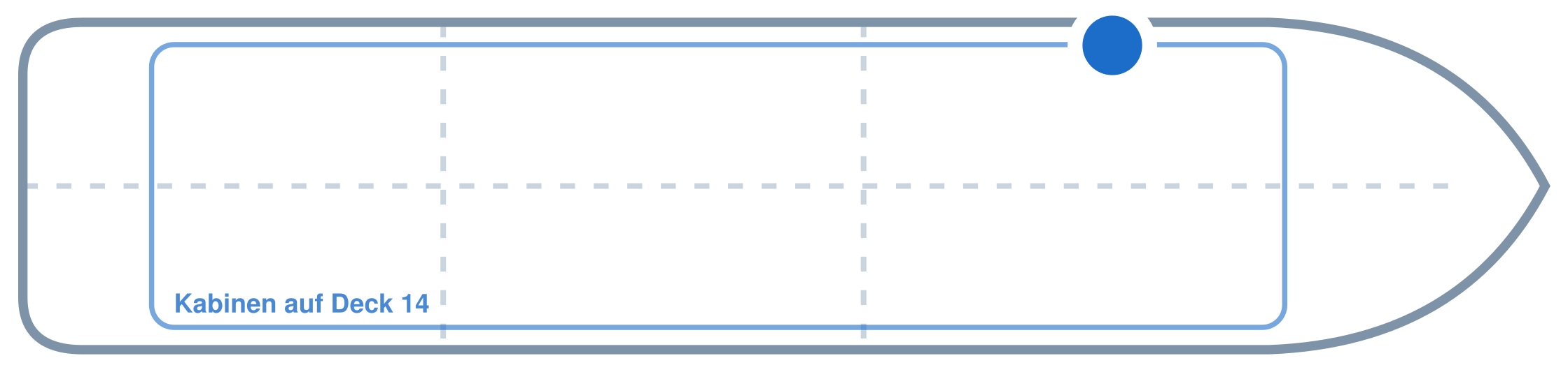 Lage der Kabine an Bord der Mein Schiff Flow: Vorne, Backbord
