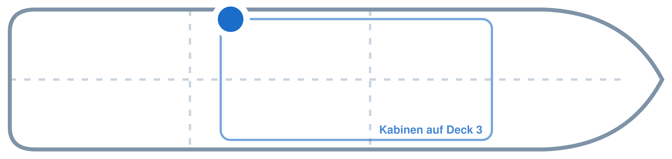 Lage der Kabine an Bord der Mein Schiff Flow: Hinten, Backbord