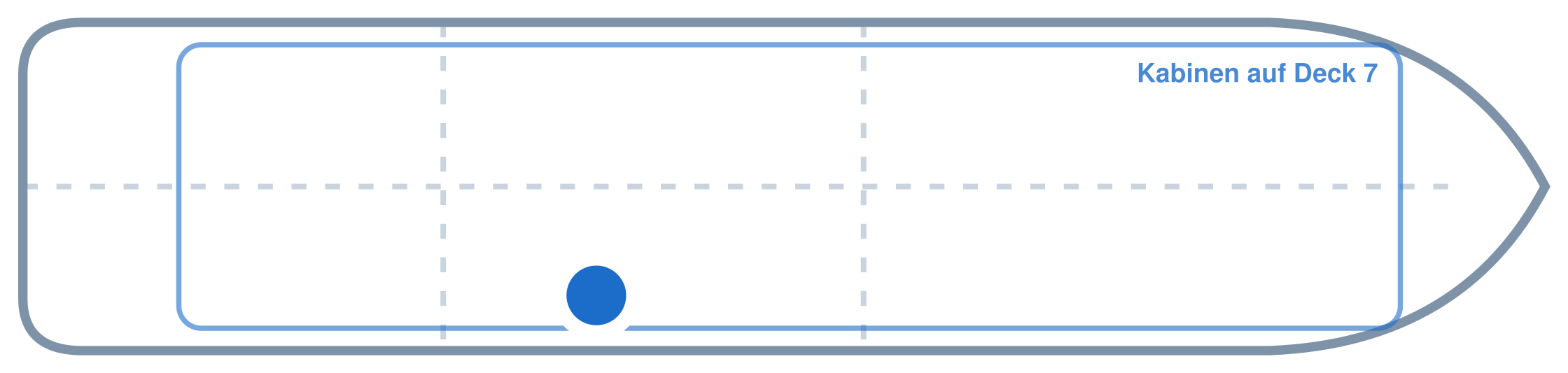 Lage der Kabine an Bord der Mein Schiff Flow: Mittschiffs, Steuerbord
