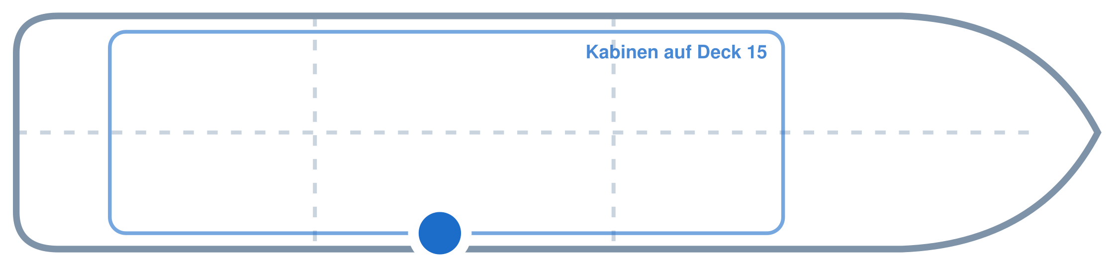 Lage der Kabine an Bord der Mein Schiff Relax: Mittschiffs, Steuerbord