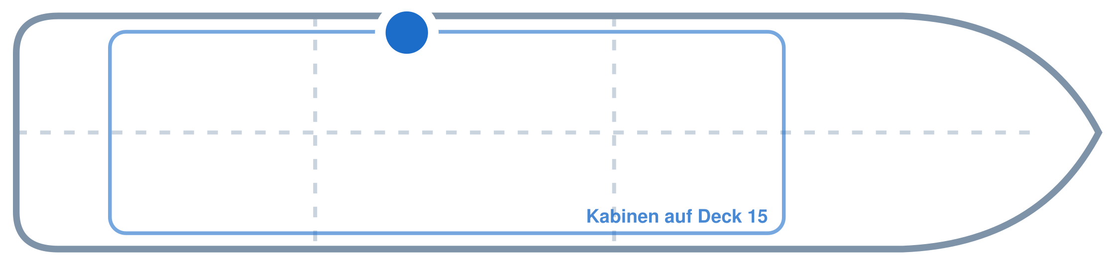 Lage der Kabine an Bord der Mein Schiff Relax: Mittschiffs, Backbord