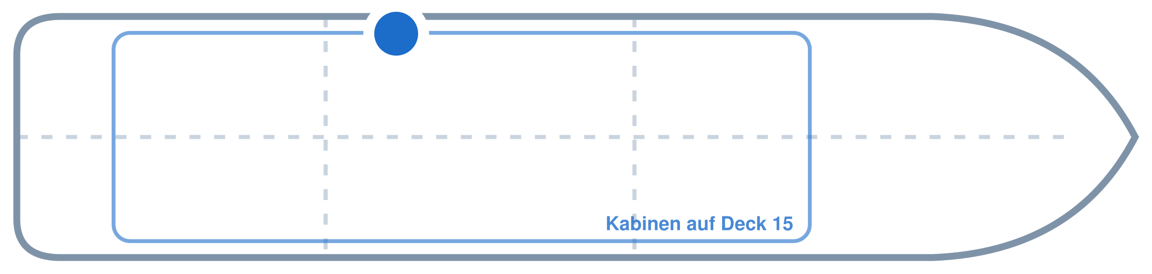 Lage der Kabine an Bord der Mein Schiff Relax: Hinten, Backbord