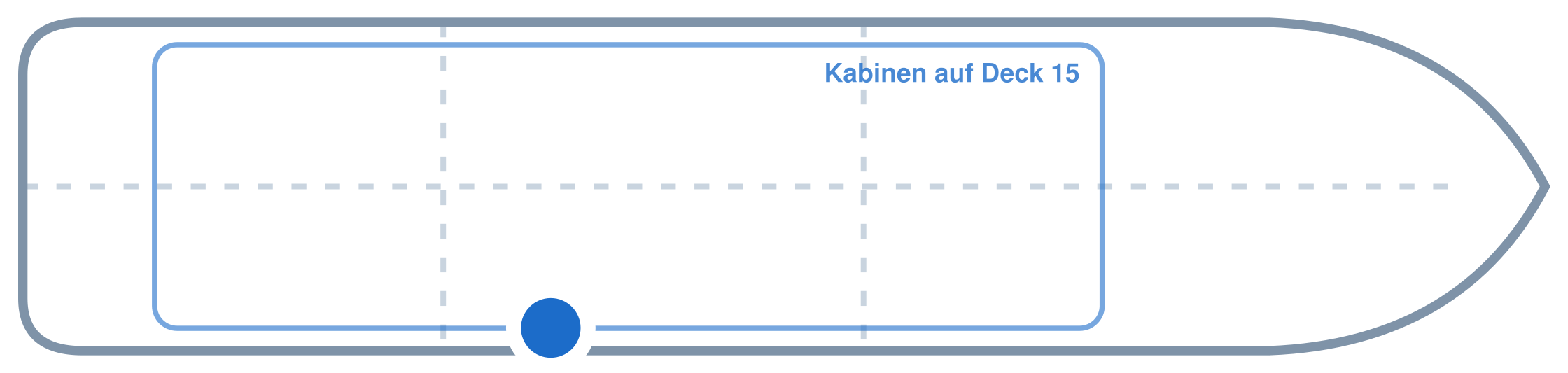 Lage der Kabine an Bord der Mein Schiff Relax: Mittschiffs, Steuerbord