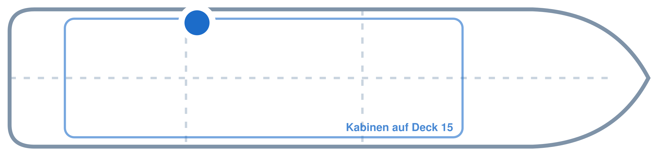 Lage der Kabine an Bord der Mein Schiff Relax: Hinten, Backbord