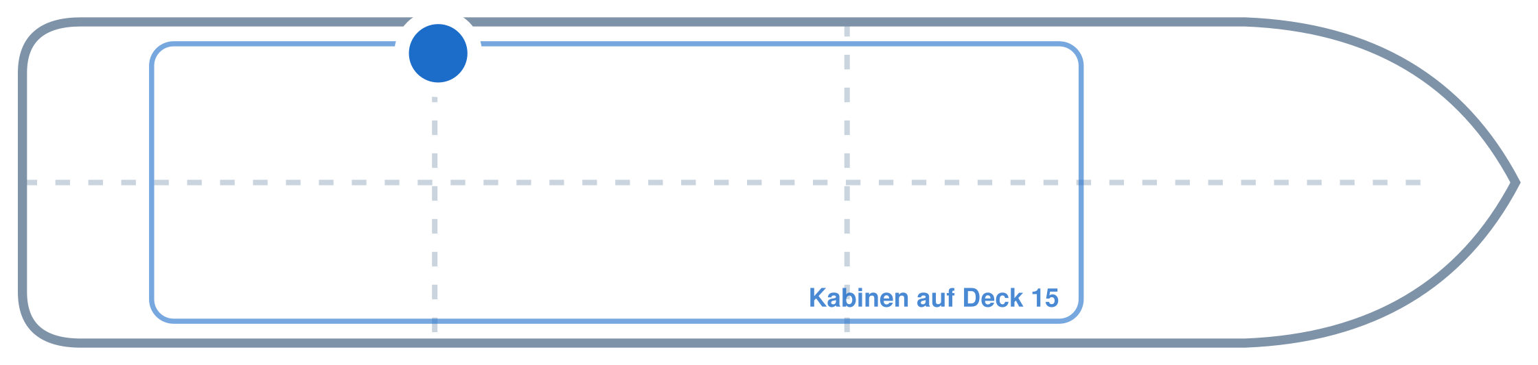 Lage der Kabine an Bord der Mein Schiff Relax: Hinten, Backbord