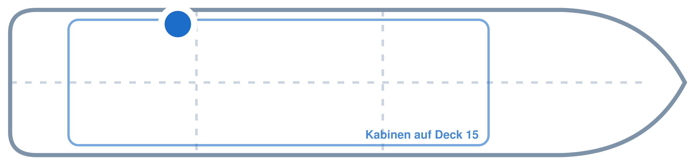 Lage der Kabine an Bord der Mein Schiff Relax: Hinten, Backbord