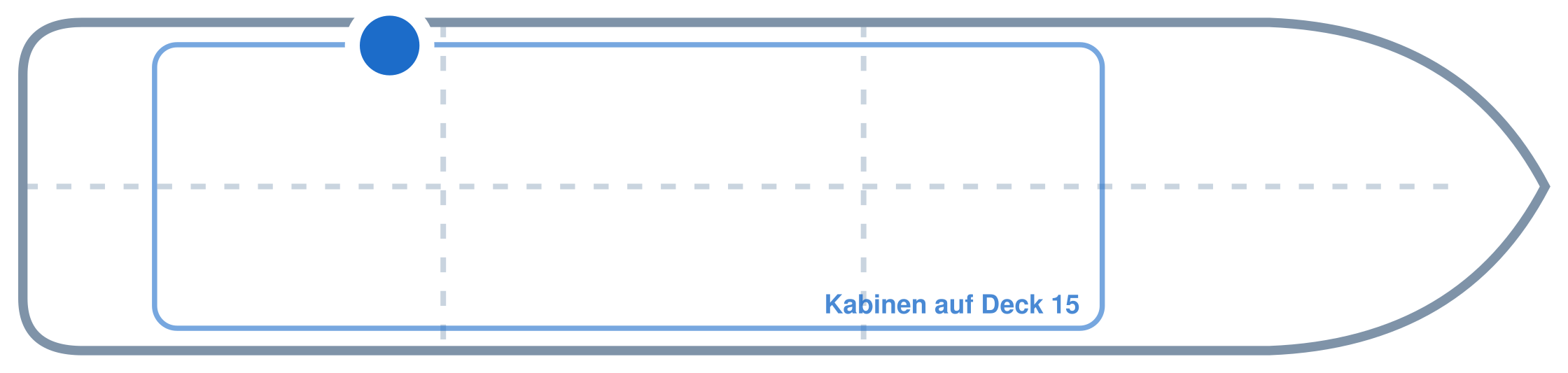 Lage der Kabine an Bord der Mein Schiff Relax: Hinten, Backbord