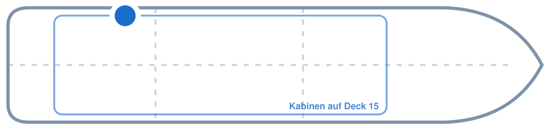 Lage der Kabine an Bord der Mein Schiff Relax: Hinten, Backbord