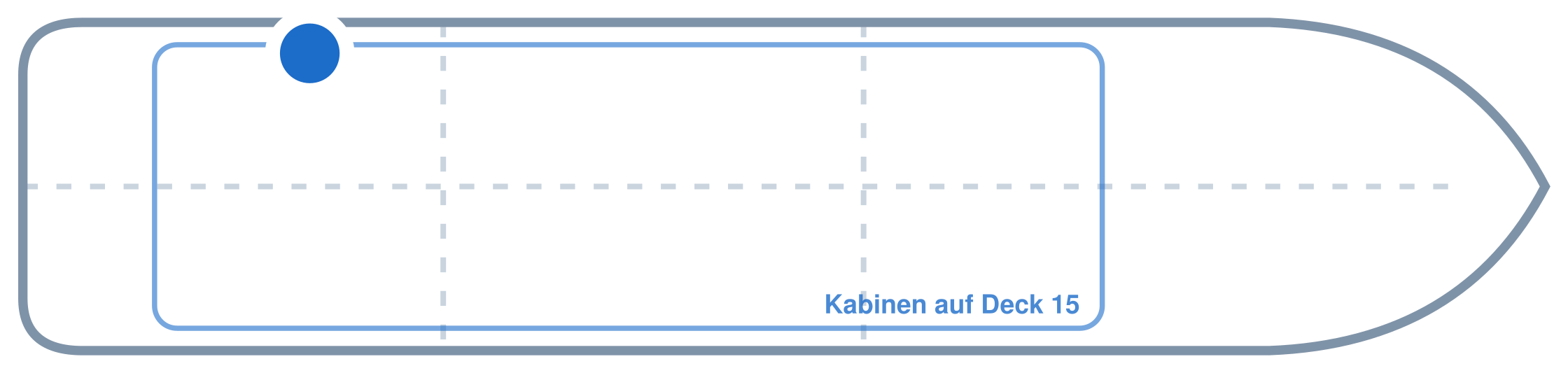 Lage der Kabine an Bord der Mein Schiff Relax: Hinten, Backbord