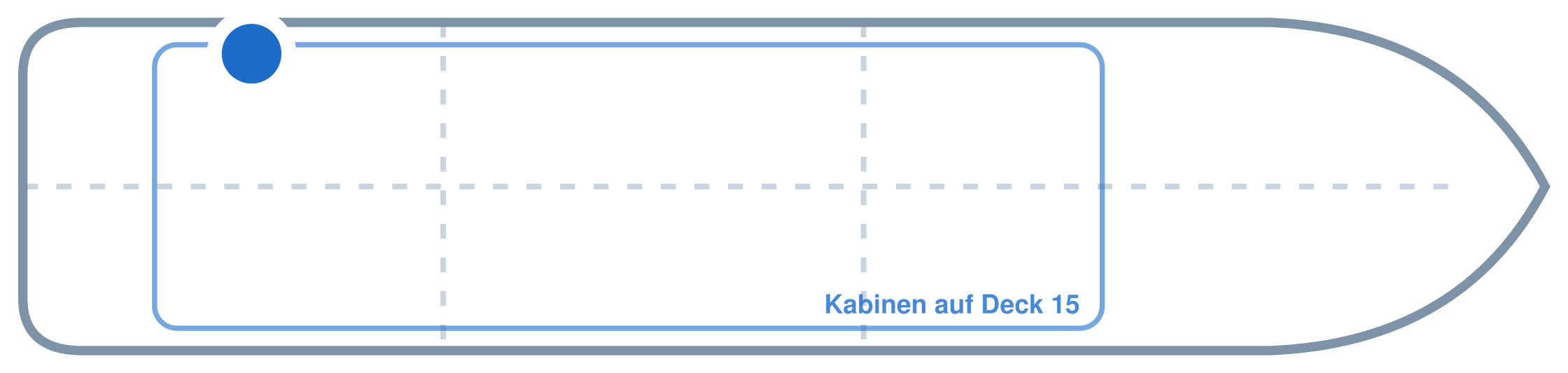 Lage der Kabine an Bord der Mein Schiff Relax: Hinten, Backbord