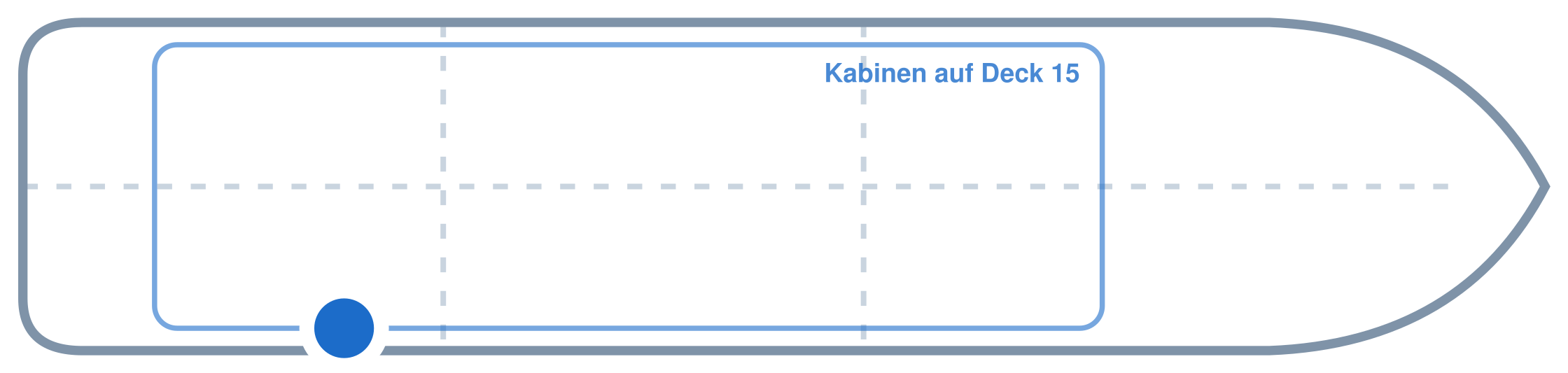 Lage der Kabine an Bord der Mein Schiff Relax: Hinten, Steuerbord