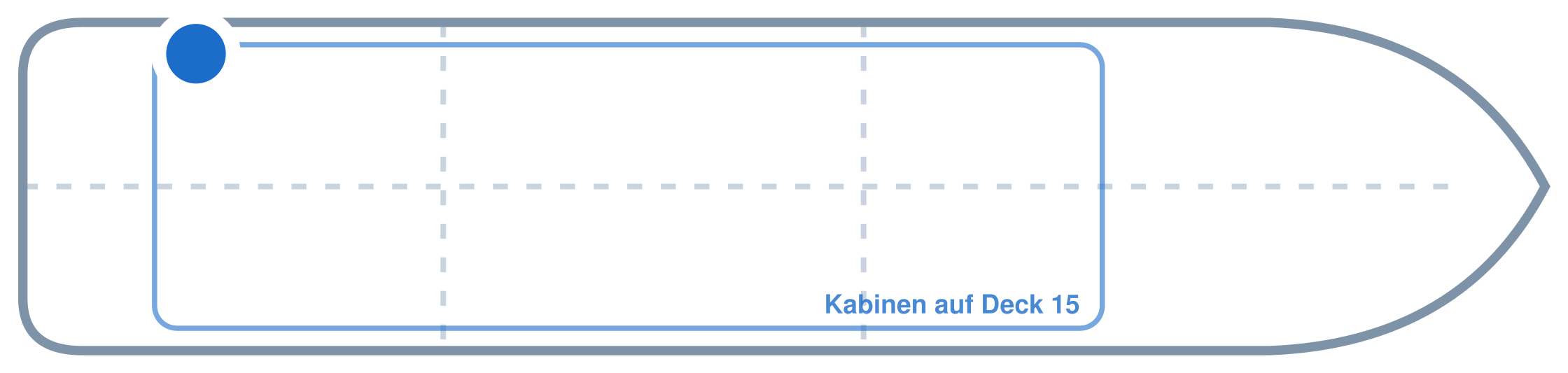 Lage der Kabine an Bord der Mein Schiff Relax: Hinten, Backbord